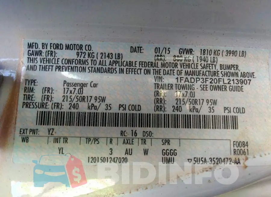 1FADP3F20FL213907 Photo# 9
