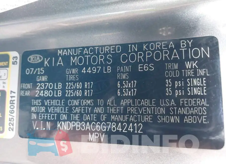 KNDPB3AC6G7842412 Photo# 9