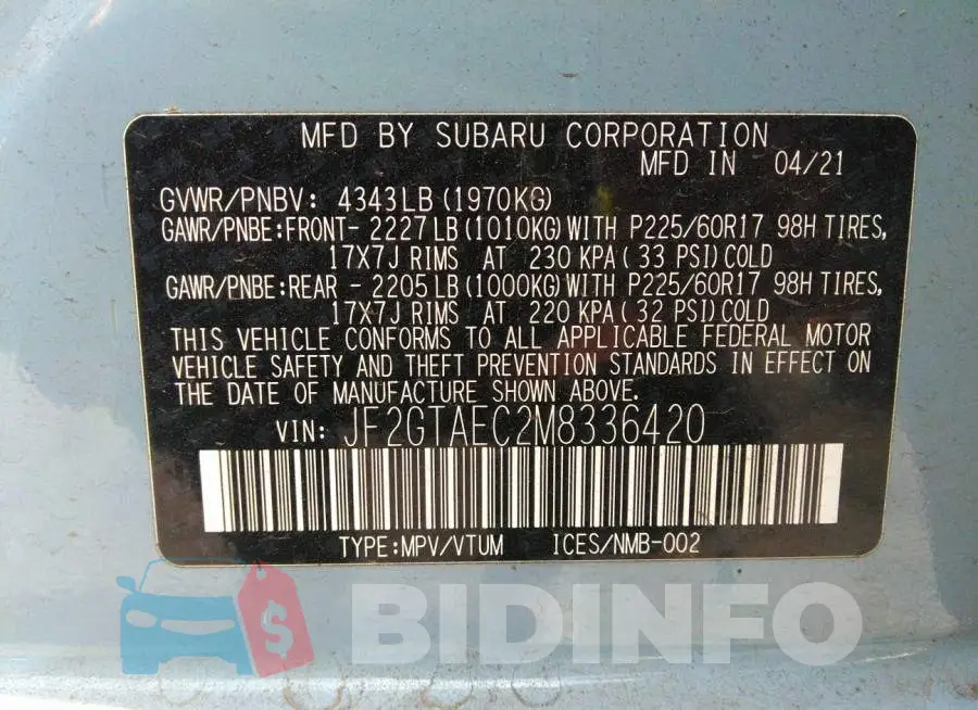 JF2GTAEC2M8336420 Photo# 9