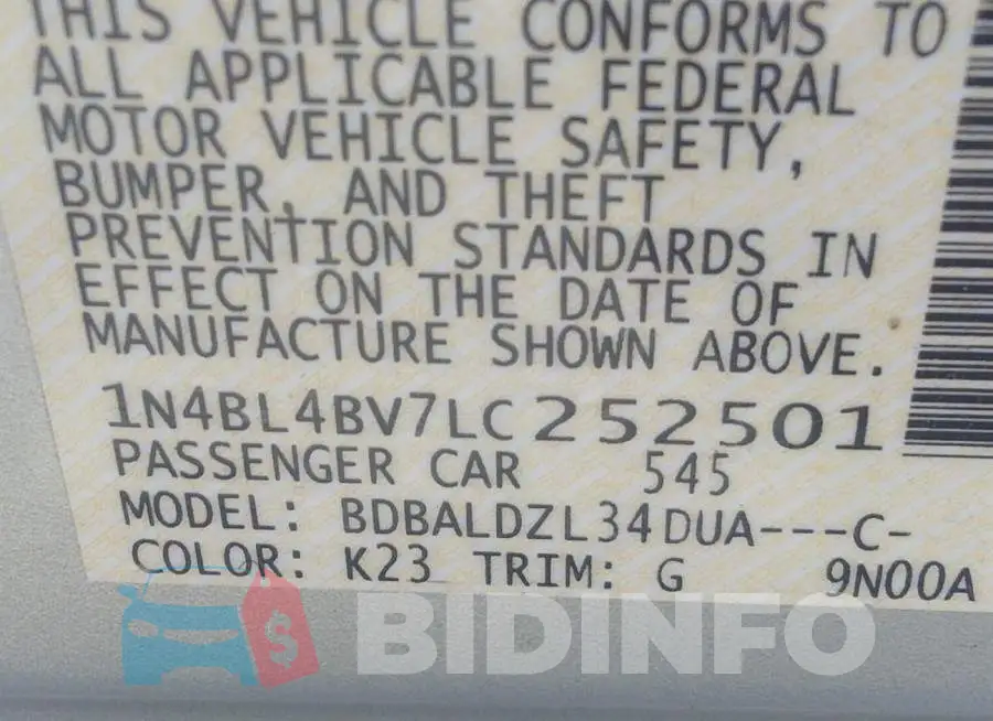 1N4BL4BV7LC252501 Photo# 9