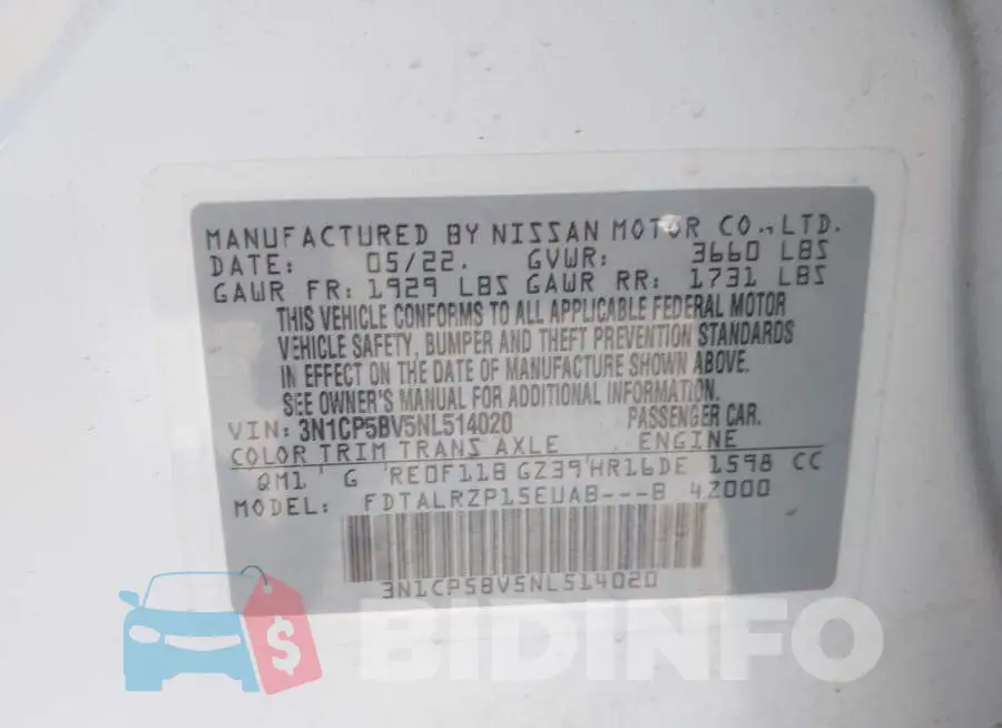 3N1CP5BV5NL514020 Photo# 9