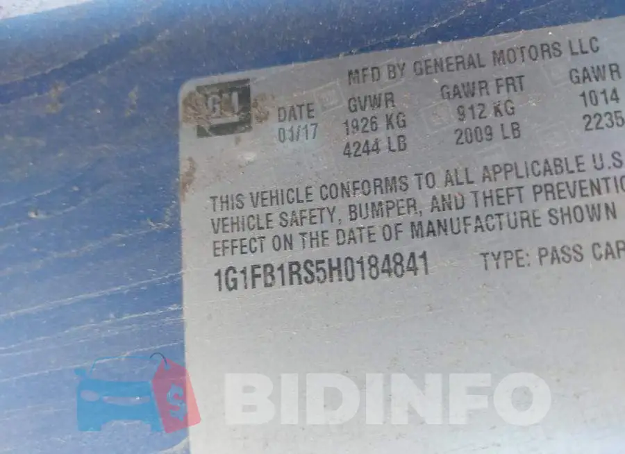 1G1FB1RS5H0184841 Photo# 9