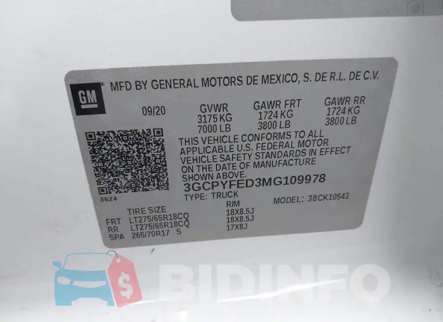 3GCPYFED3MG109978 Photo# 9