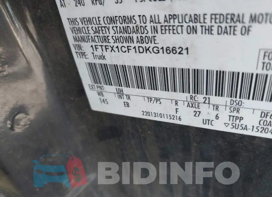 1FTFX1CF1DKG16621 Photo# 9