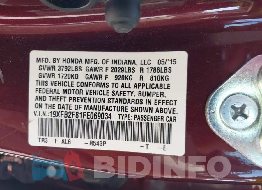 19XFB2F81FE069034 Photo# 9
