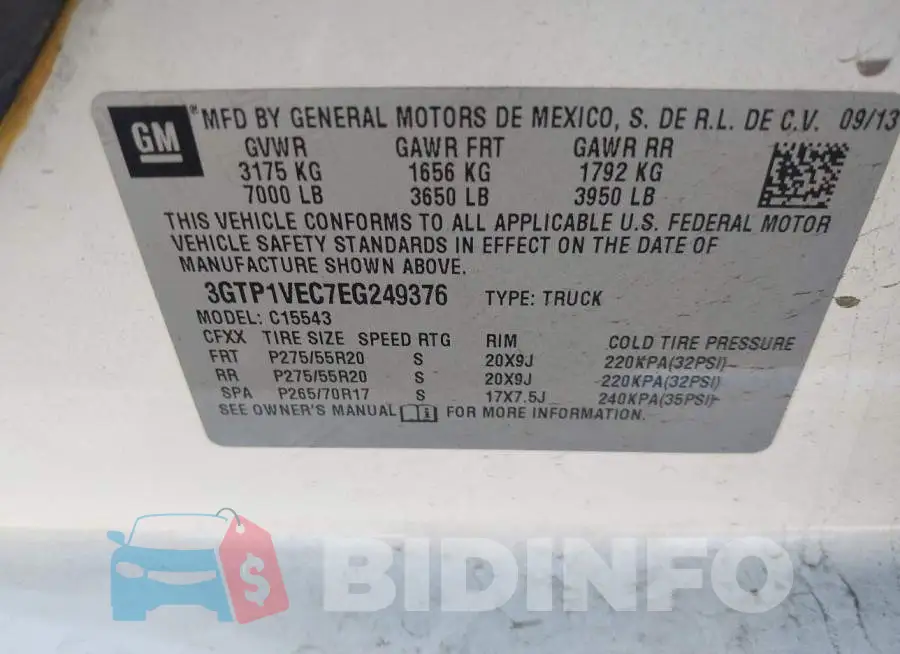 3GTP1VEC7EG249376 Photo# 9