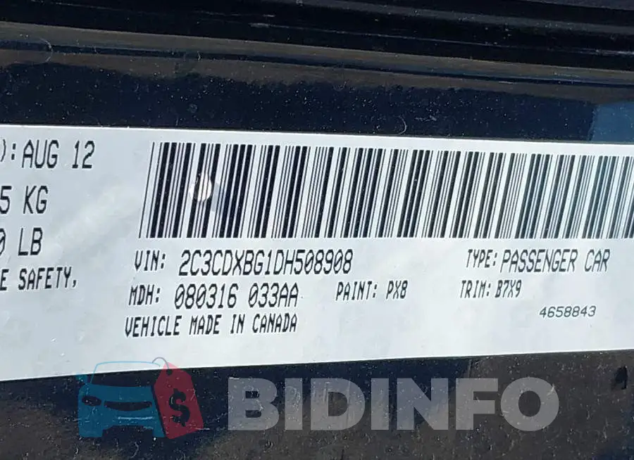 2C3CDXBG1DH508908 Photo# 9