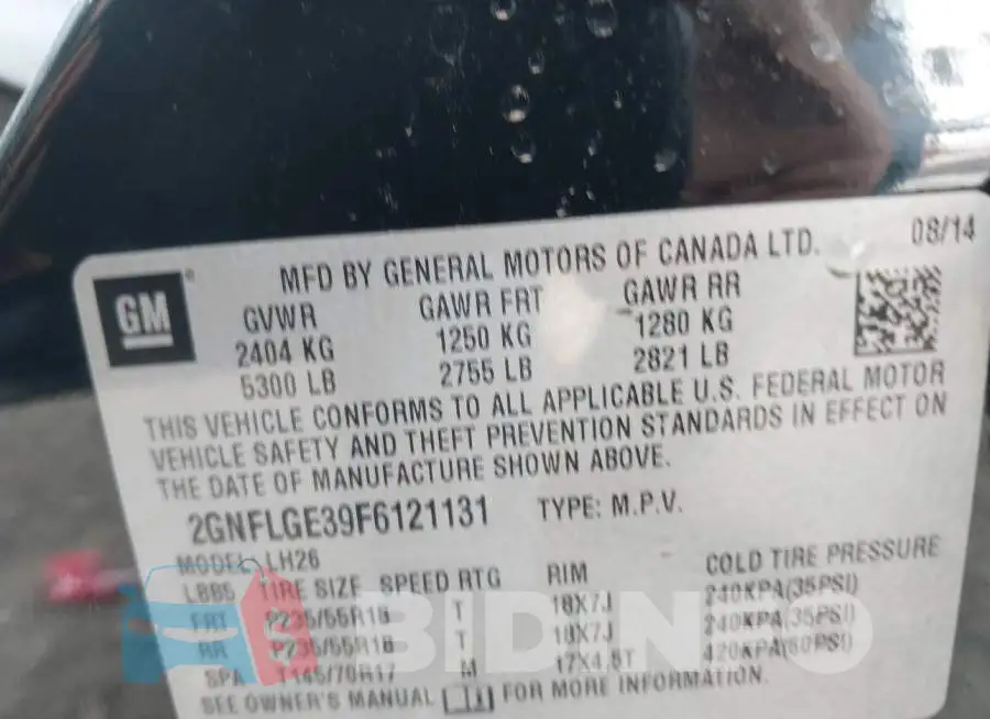 2GNFLGE39F6121131 Photo# 9