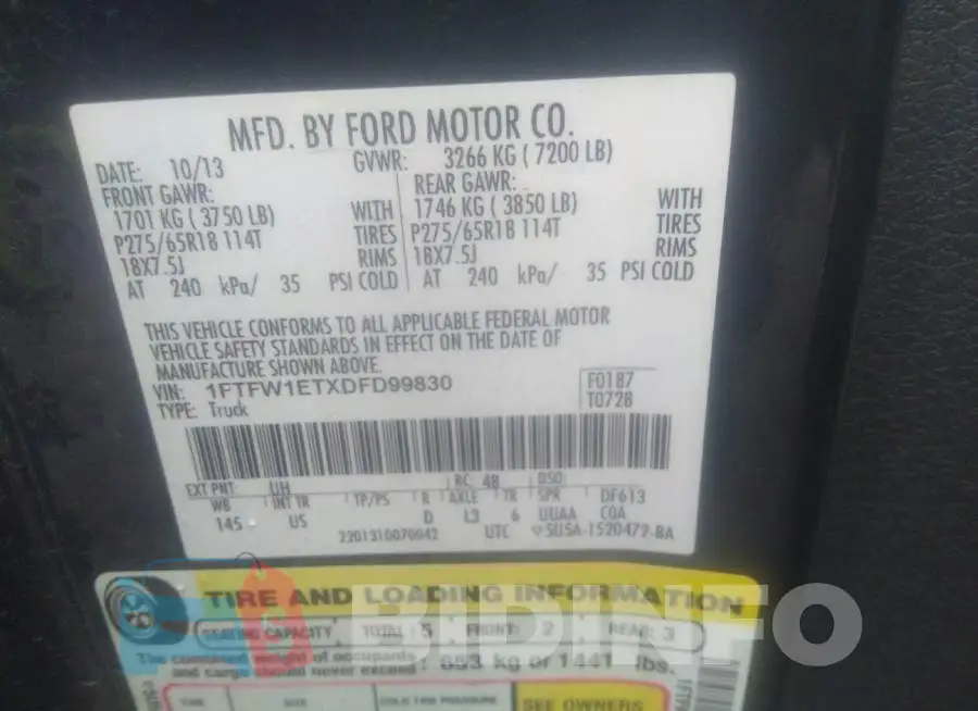 1FTFW1ETXDFD99830 Photo# 9
