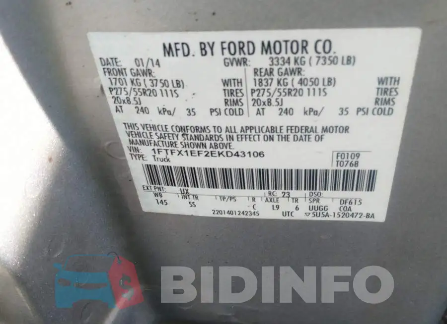 1FTFX1EF2EKD43106 Photo# 9