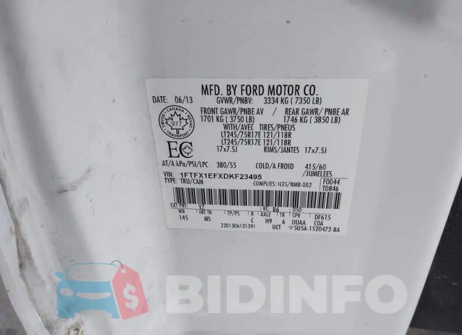 1FTFX1EFXDKF23495 Photo# 9