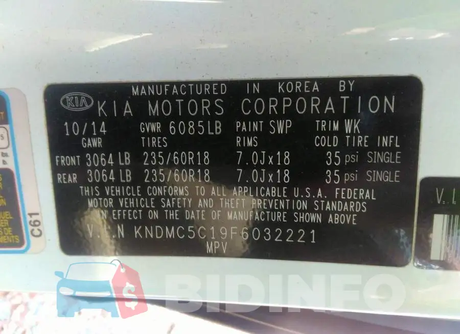KNDMC5C19F6032221 Photo# 9