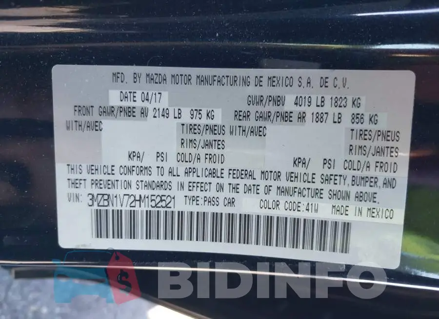 3MZBN1V72HM152521 Photo# 9