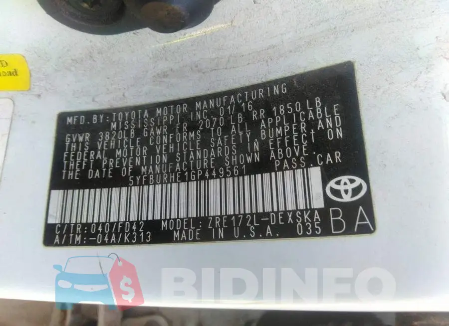 5YFBURHE1GP449561 Photo# 9
