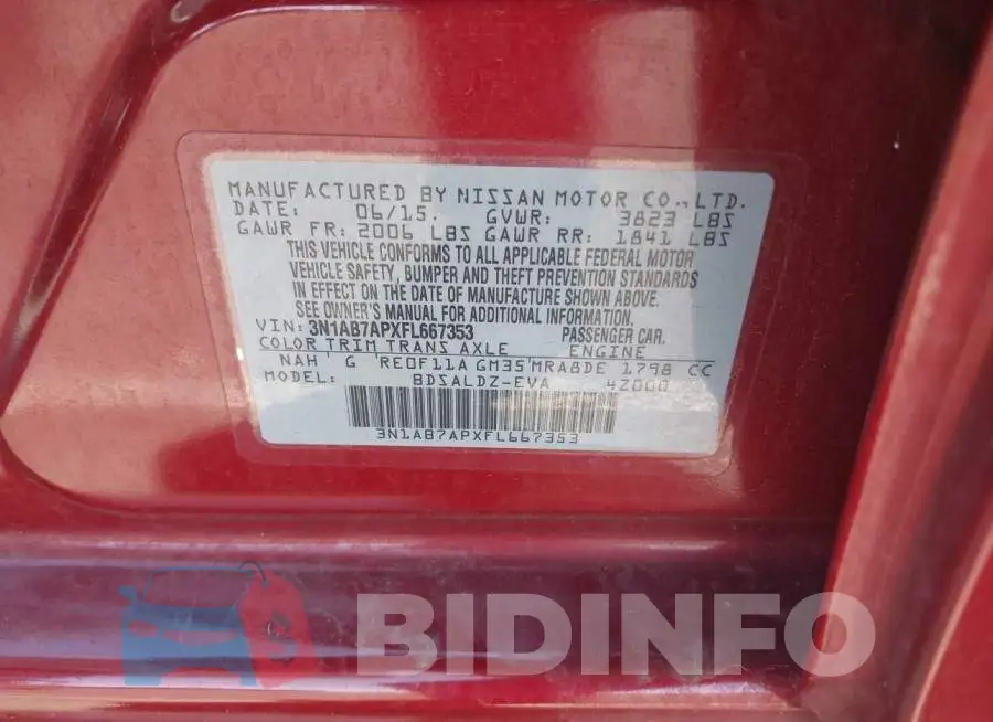 3N1AB7APXFL667353 Photo# 9