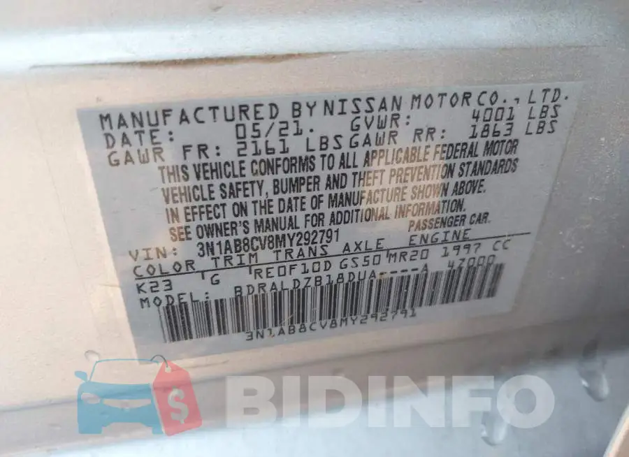 3N1AB8CV8MY292791 Photo# 9