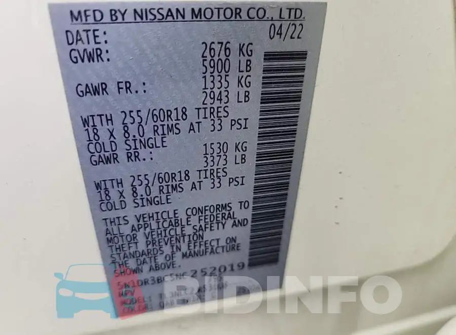 5N1DR3BC5NC252019 Photo# 8