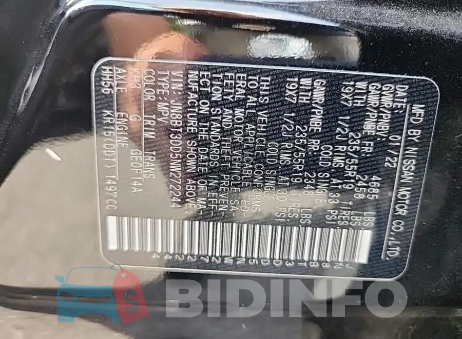 JN8BT3DD5NW272244 Photo# 8