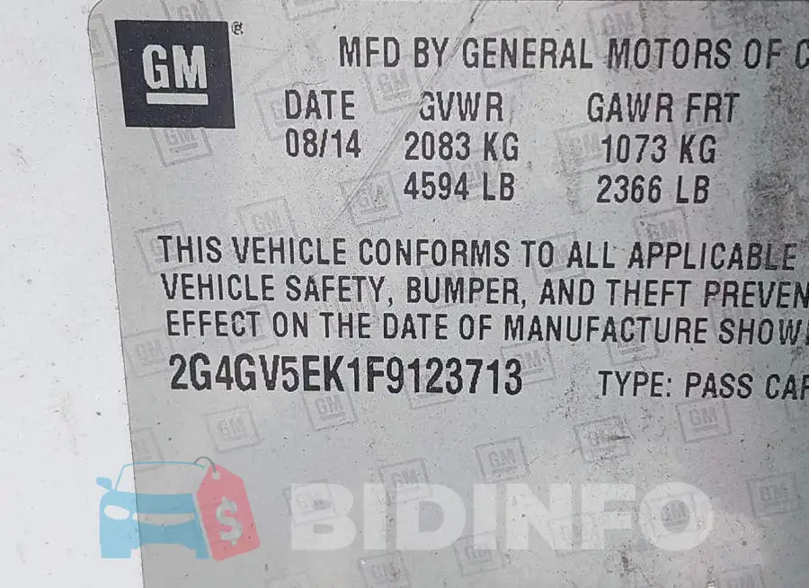 2G4GV5EK1F9123713 Photo# 9
