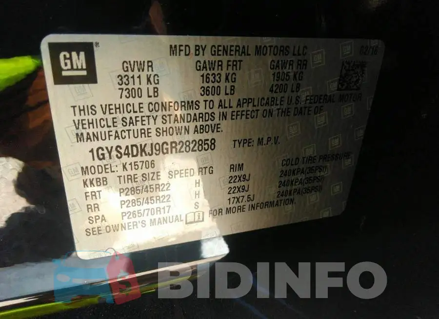 1GYS4DKJ9GR282858 Photo# 9