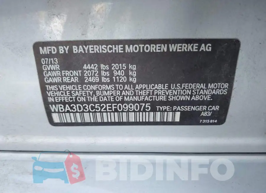 WBA3D3C52EF099075 Photo# 9