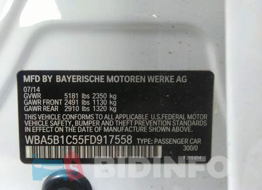 WBA5B1C55FD917558 Photo# 9