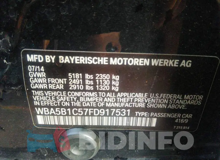 WBA5B1C57FD917531 Photo# 9