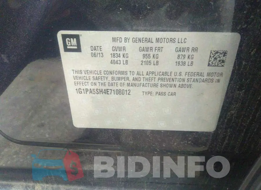 1G1PA5SH4E7108012 Photo# 9