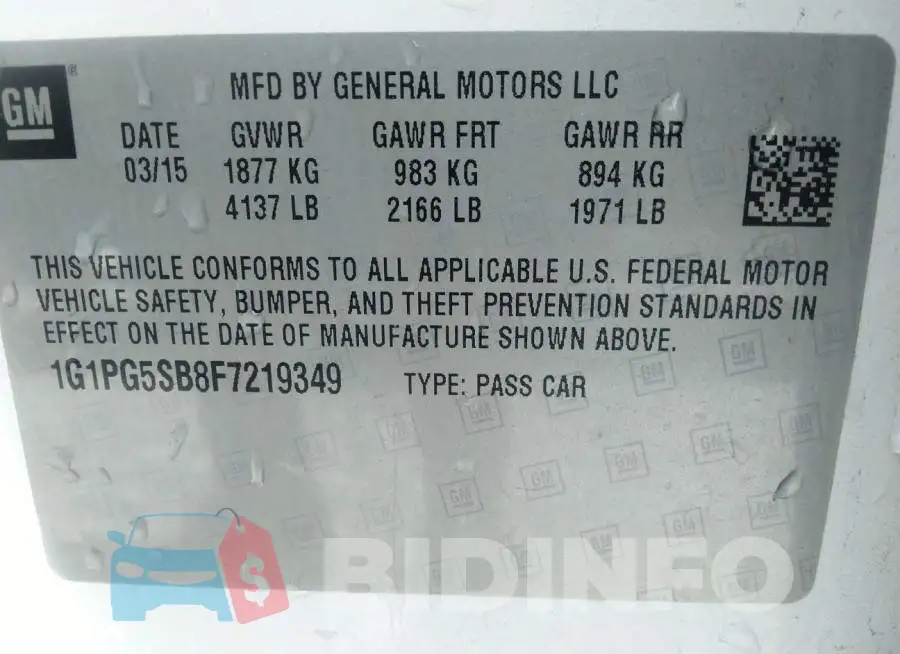 1G1PG5SB8F7219349 Photo# 9