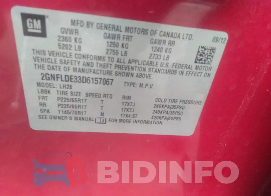 2GNFLDE33D6157067 Photo# 9