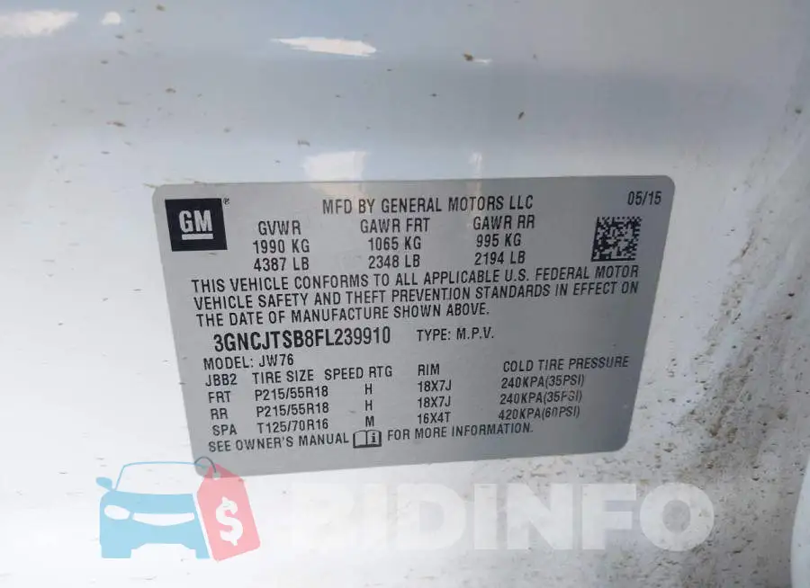 3GNCJTSB8FL239910 Photo# 9