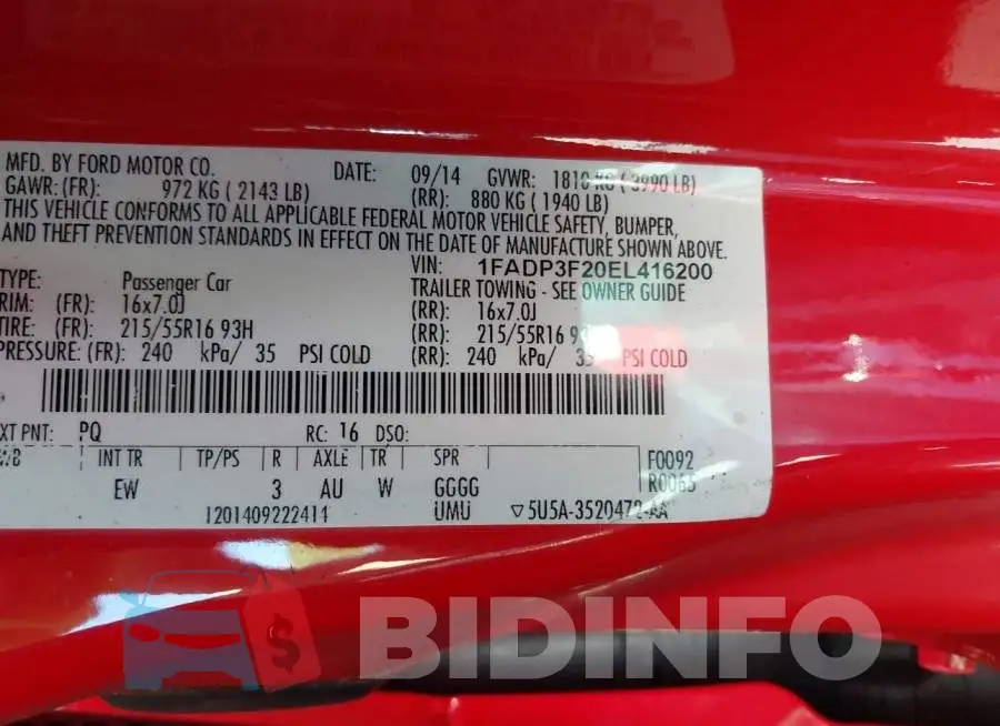 1FADP3F20EL416200 Photo# 9