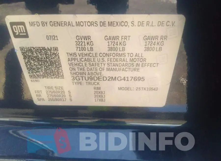 3GTU9DED2MG417695 Photo# 9