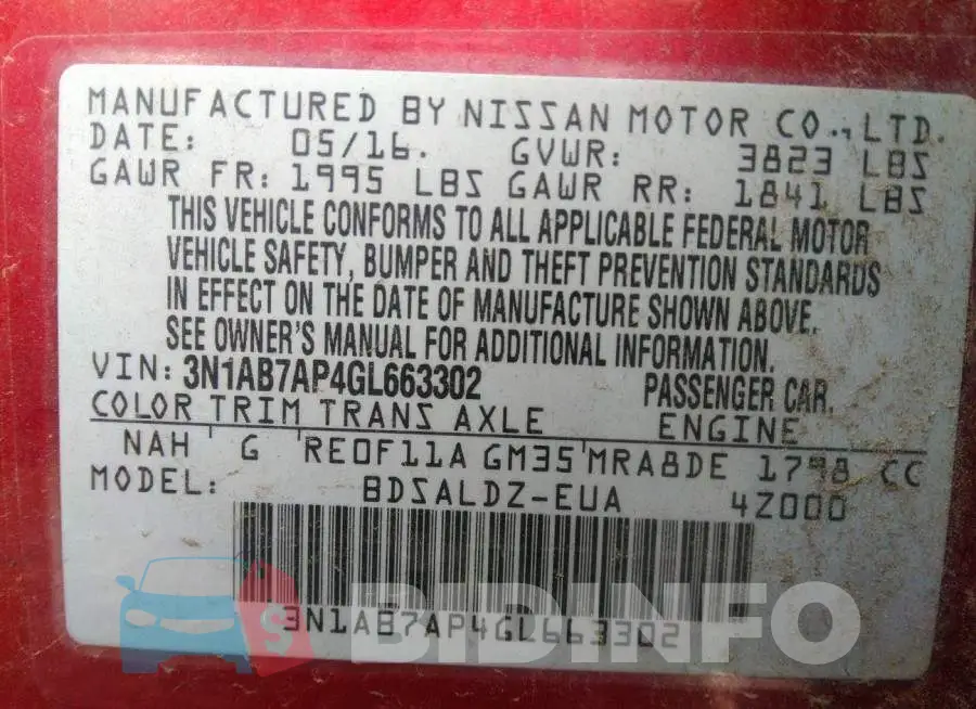3N1AB7AP4GL663302 Photo# 9