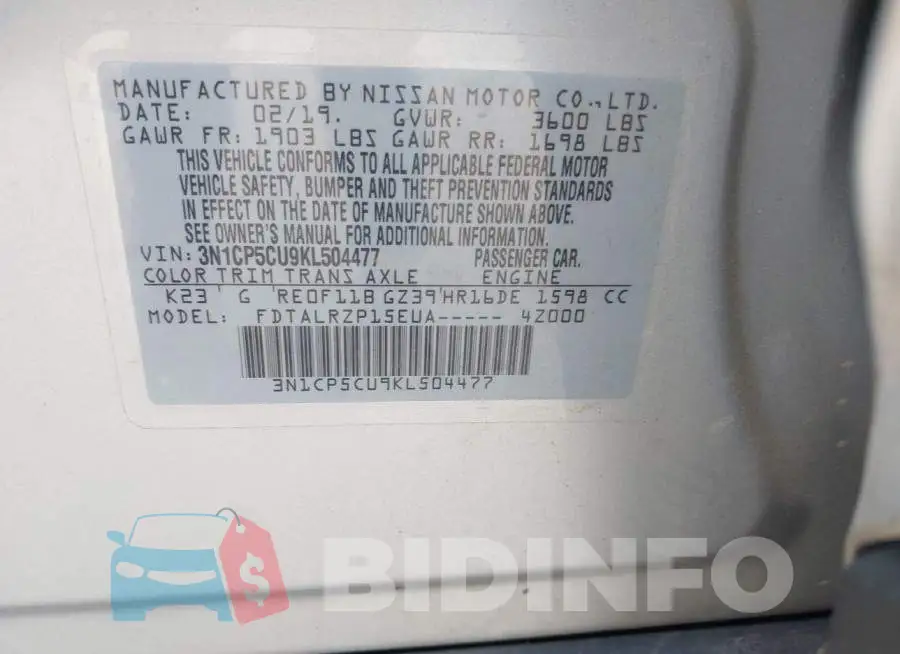3N1CP5CU9KL504477 Photo# 9