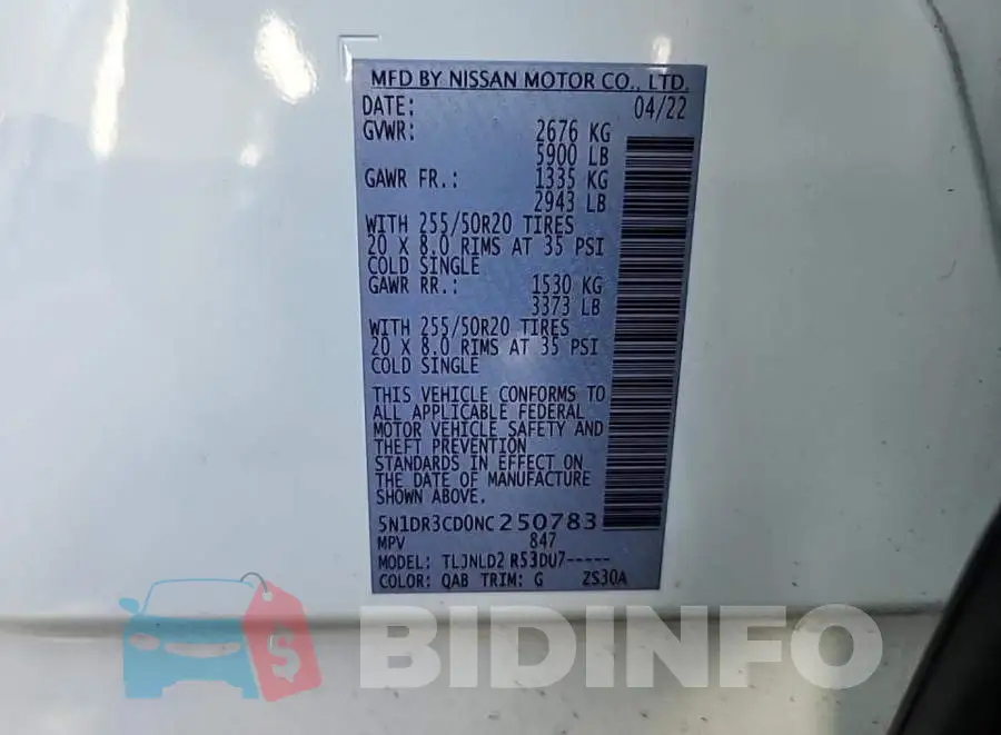 5N1DR3CD0NC250783 Photo# 8