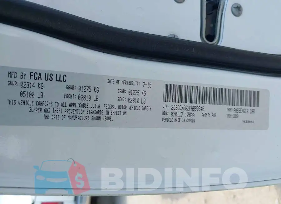 2C3CDXBG2FH890840 Photo# 9