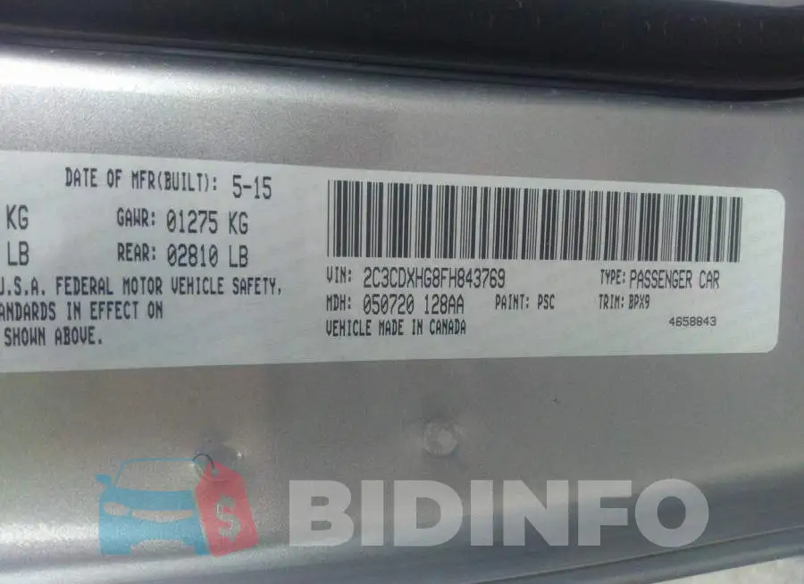 2C3CDXHG8FH843769 Photo# 9