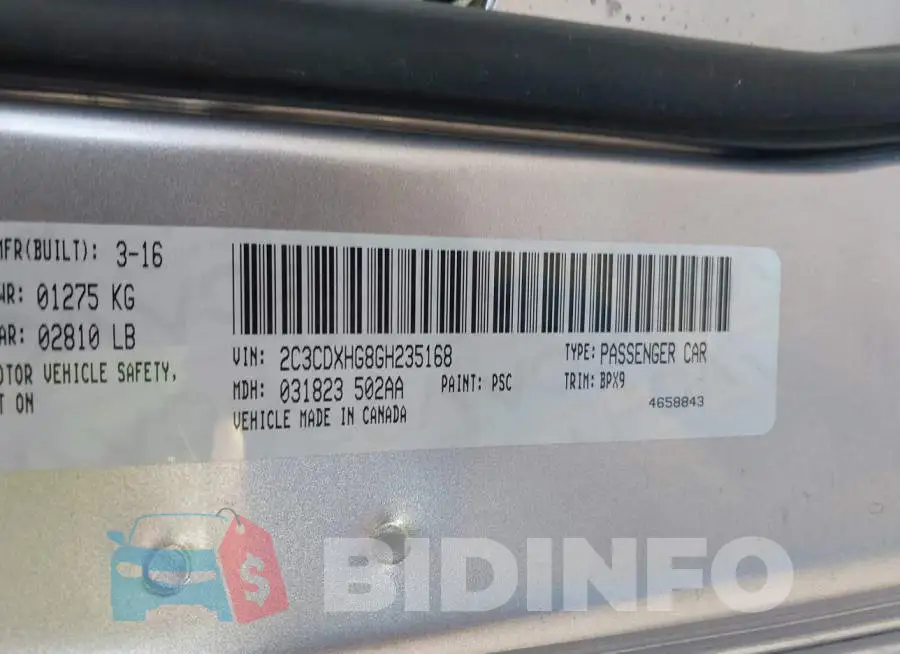 2C3CDXHG8GH235168 Photo# 9