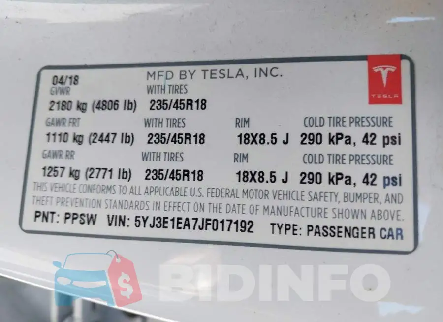 5YJ3E1EA7JF017192 Photo# 9