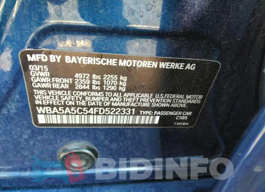 WBA5A5C54FD522331 Photo# 9