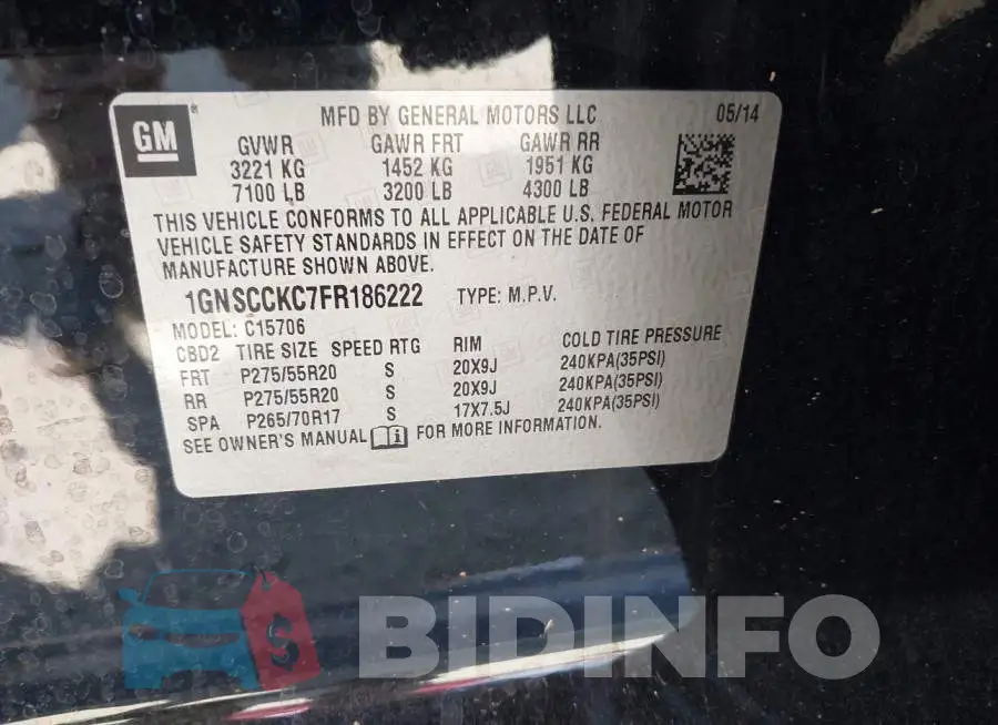 1GNSCCKC7FR186222 Photo# 9