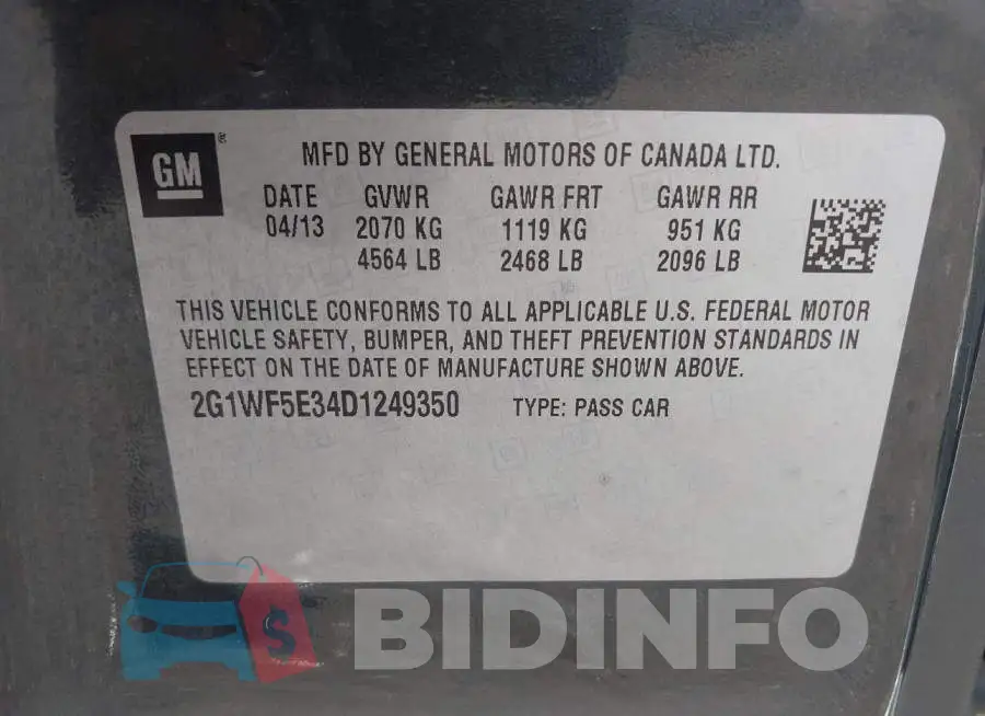 2G1WF5E34D1249350 Photo# 9