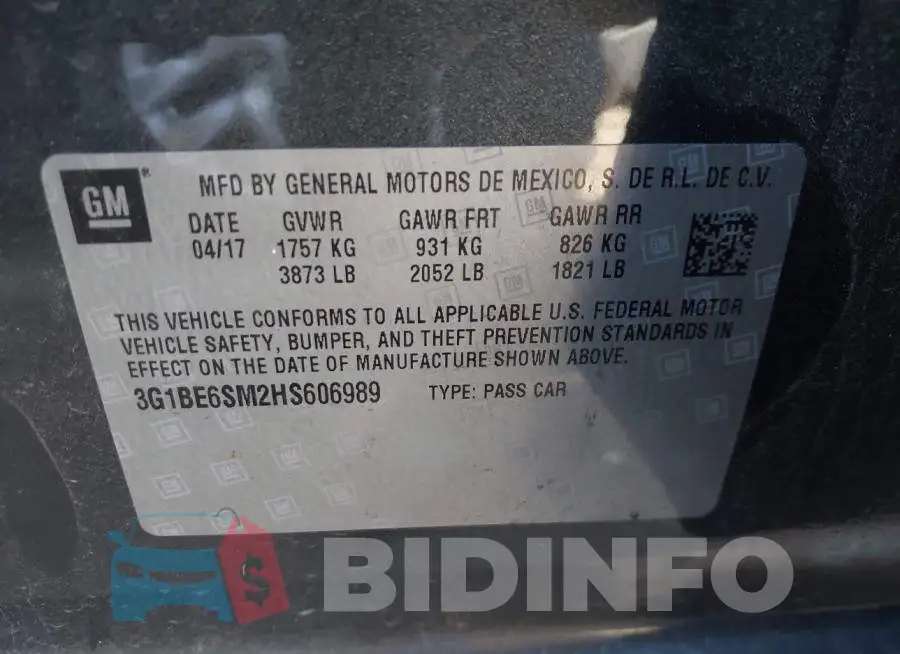 3G1BE6SM2HS606989 Photo# 9