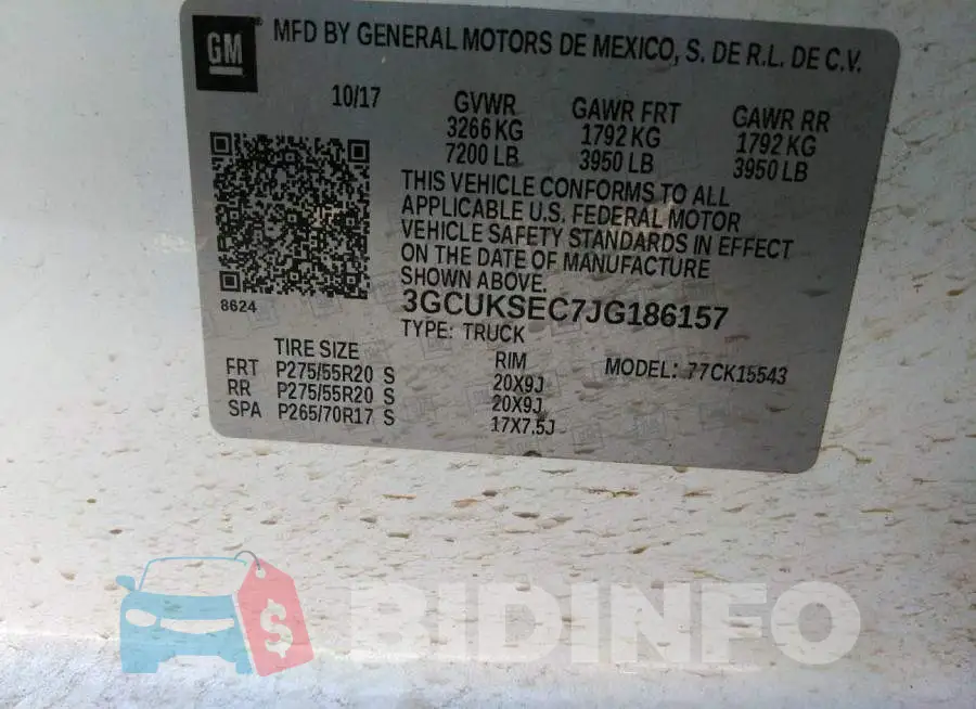 3GCUKSEC7JG186157 Photo# 9