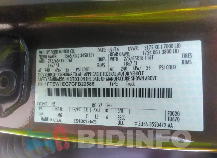 1FTEW1EG7GFB22586 Photo# 9
