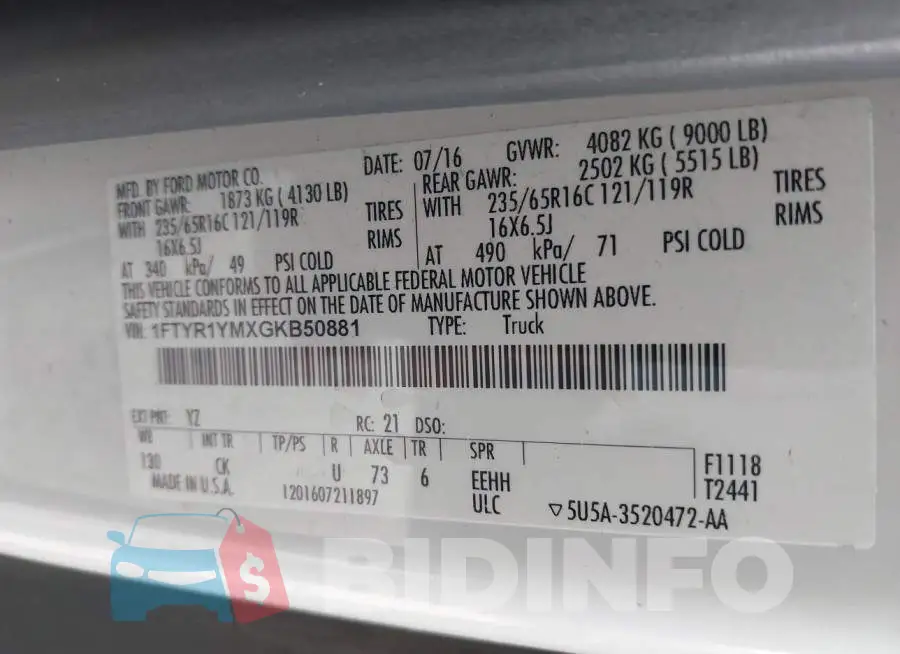 1FTYR1YMXGKB50881 Photo# 9