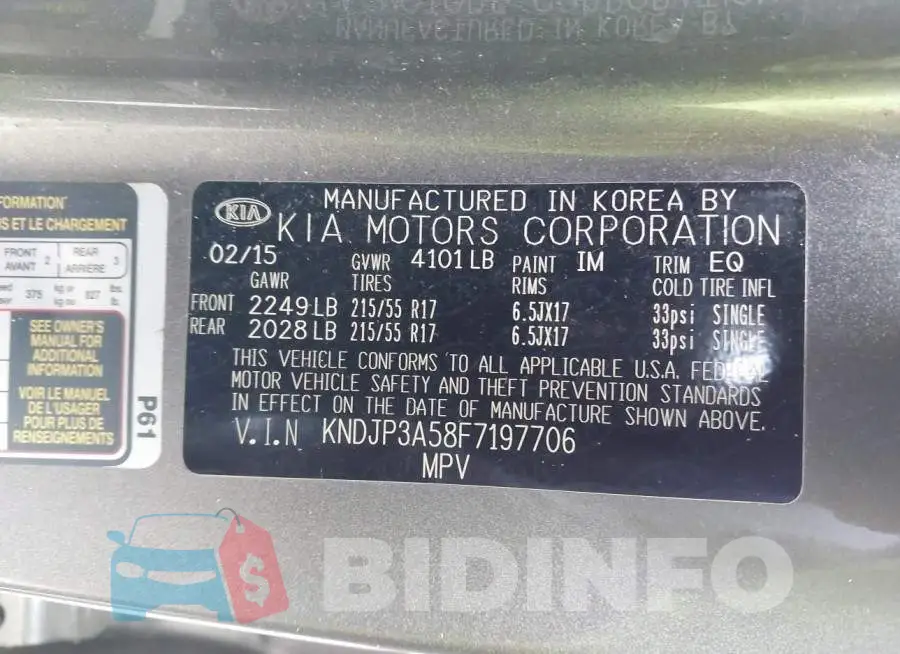 KNDJP3A58F7197706 Photo# 9