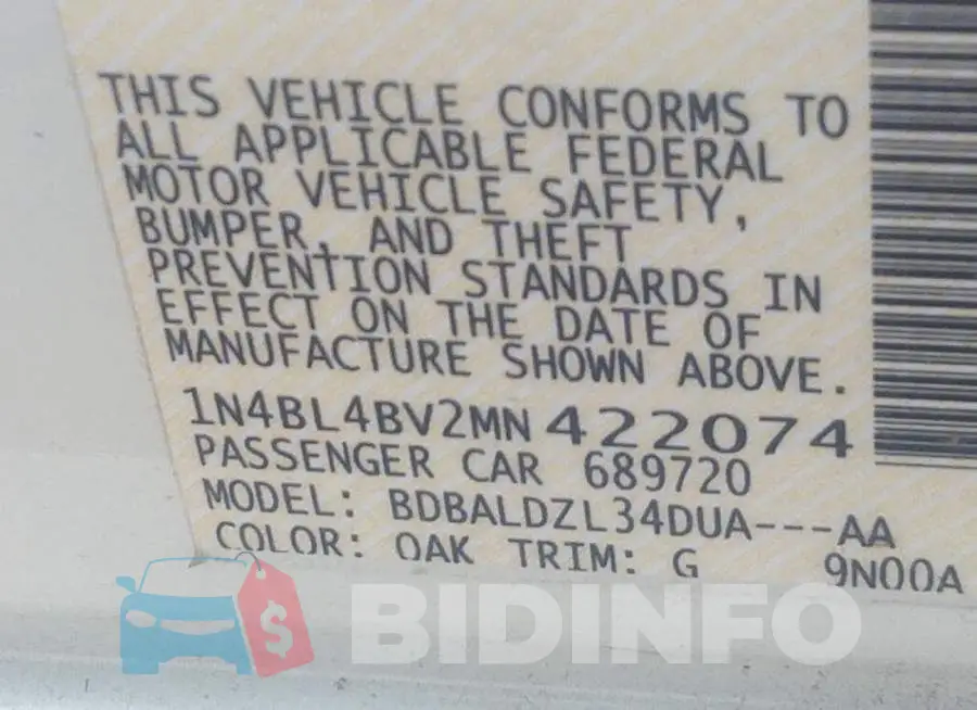 1N4BL4BV2MN422074 Photo# 9