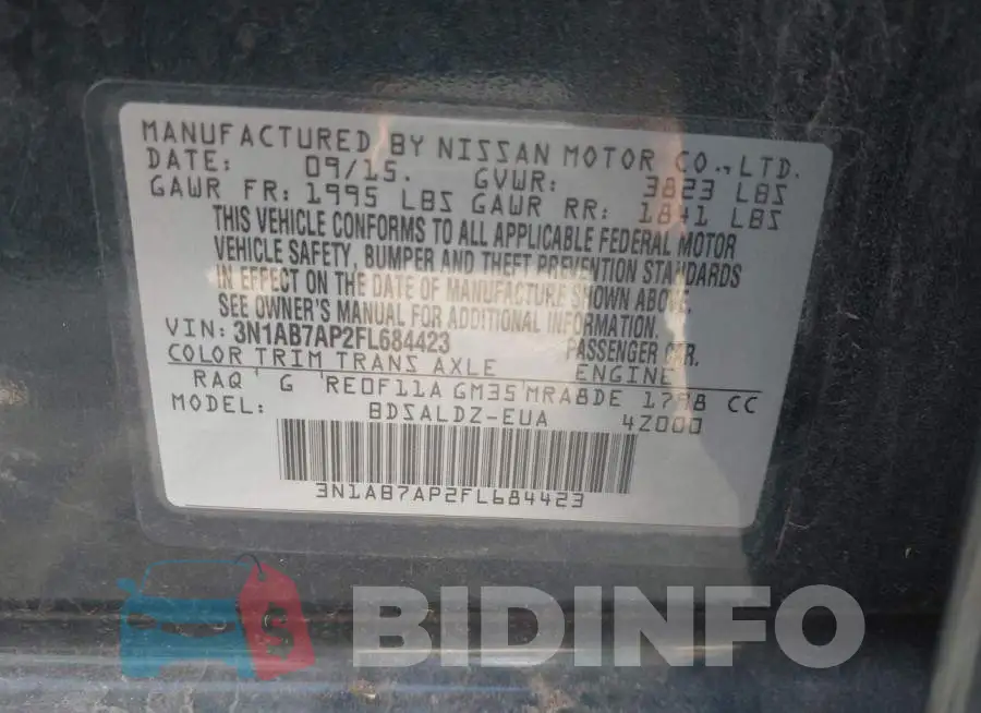3N1AB7AP2FL684423 Photo# 9